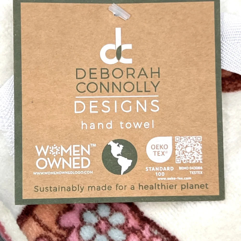 Deborah Connolly - ‘Cowboy Boots & Roses’ Hand Towels (2). NWT. Firm!